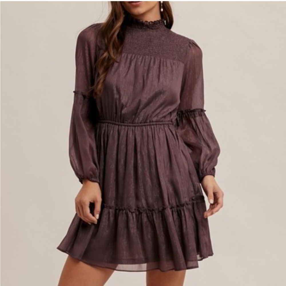 NWT Hem & Thread Dusty Purple Dress with Silver Streaks Size Small